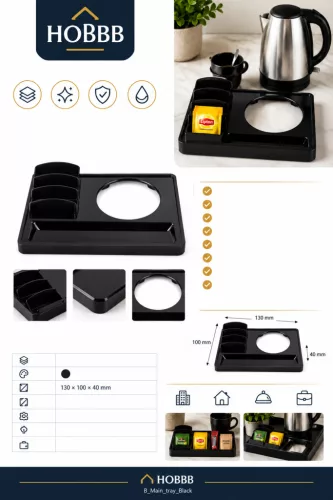 HOBBB Ballerup melamine guest tray, black