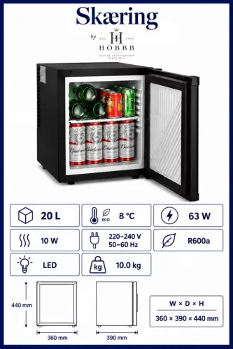 HOBBB Skæring minibar fridge, 20 l