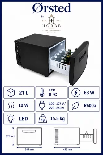 HOBBB Ørsted minibar fridge, 21 l