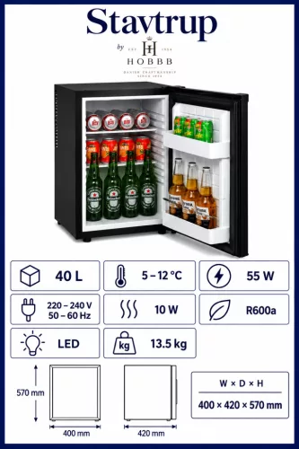 HOBBB Stavtrup minibar fridge, 40 l