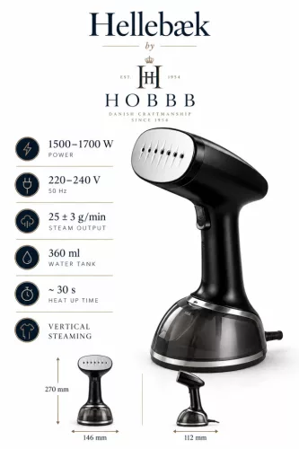 HOBBB Hellebæk steam iron, 1700 W