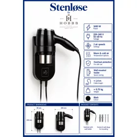 HOBBB Stenløse wall-mounted hair dryer, 1600 W