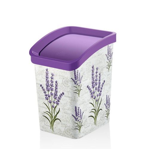Plastic Smart Click trash can with flip lid, Lavender pattern 12L