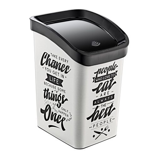 Plastic Smart Click trash can with flip lid, with white/black pattern inscription GOGO 23L