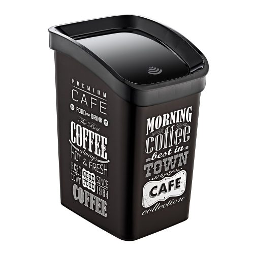 Plastic Smart Click trash can with flip lid, with black/black pattern inscription GOGO 23L