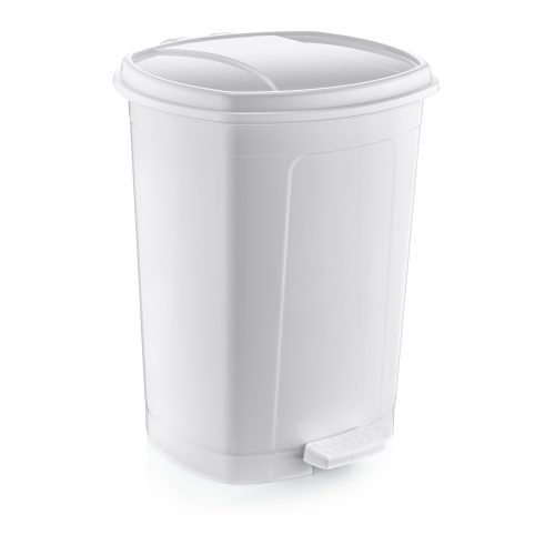 Plastic pedal bin, white 50L