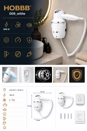 HOBBB Holte hair dryer, 1800 W