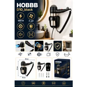 HOBBB Rungsted wall-mounted hair dryer, 1800 W