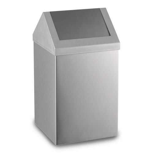 Stainless steel dustbin with hinged lid, 54 L, matt