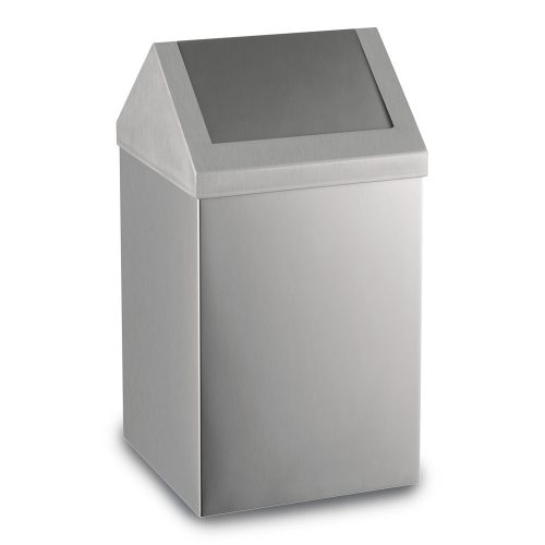 Stainless steel dustbin with tilting lid, 80 L, matt