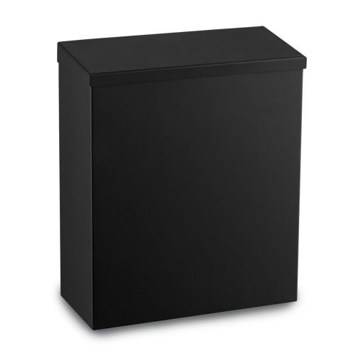 Wall-mounted Black stainless steel trash can with lid, 7 liters