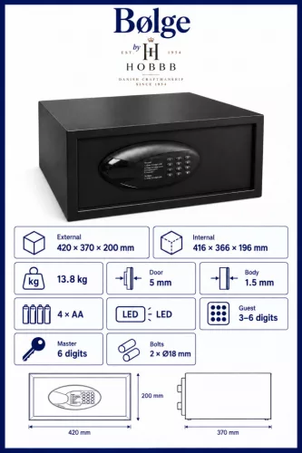 HOBBB Bølge safe, black