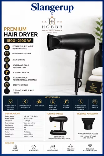 HOBBB Slangerup hair dryer, 2100 W