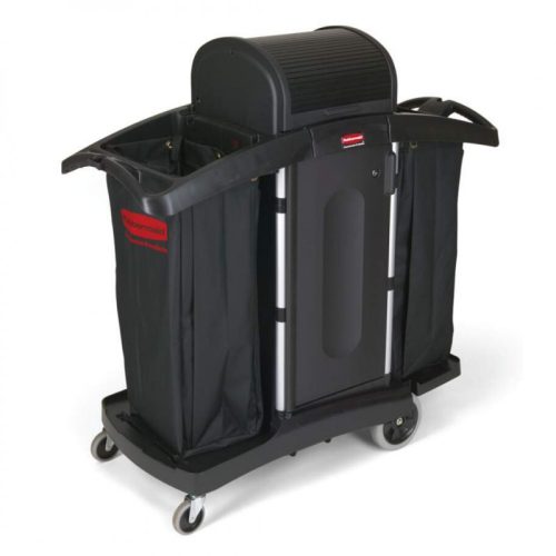 Rubbermaid large lockable hotel trolley with 2 bags