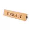 Reserved table sign, gold faux leather, brown print, large
