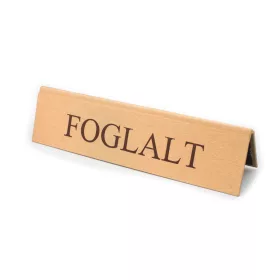 Reserved table sign, gold faux leather, brown print, large