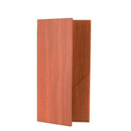 Wood-effect faux leather bill folder, 10 × 20 cm, 1 large pocket