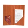 Wood-effect faux leather bill folder, 10 × 20 cm, 2 different pockets