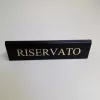 RISERVATO table sign, black faux leather, gold print, large