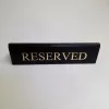 RISERVATO table sign, black faux leather, gold print, large