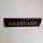 RISERVATO table sign, dark brown faux leather, gold print, large