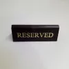 RISERVATO table sign, dark brown faux leather, gold print, small
