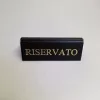RISERVATO table sign, black faux leather, gold print, small