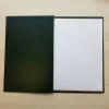 Classic menu cover, green faux leather, with logo print, 10 sleeves, A4