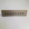 RISERVATO table sign, gold faux leather, brown print, large