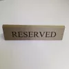 RISERVATO table sign, gold faux leather, brown print, large