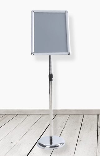 A4 megállító tábla, ezüst színű, kerekített sarokkal