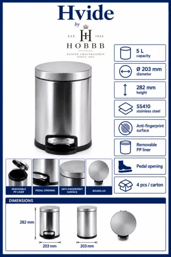 HOBBB Hvide bathroom waste bin