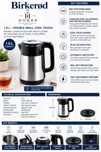 HOBBB Birkerød kettle, 1.0 l