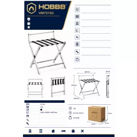 HOBBB Nyrup folding luggage rack, black
