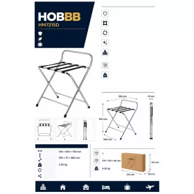 HOBBB Herrested folding luggage rack, black