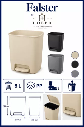 HOBBB Falster bathroom waste bin, 8.0 l
