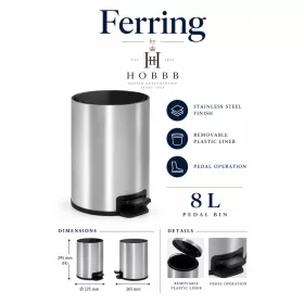 HOBBB Ferring bathroom waste bin, 8.0 l