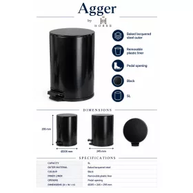 HOBBB Agger bathroom waste bin, 5.0 l