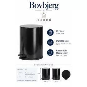 HOBBB Bovbjerg guest room waste bin, 12 l
