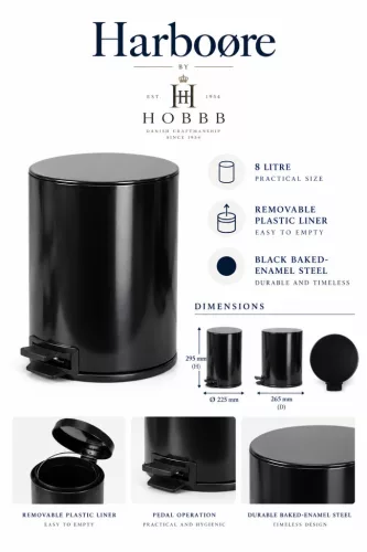 HOBBB Harboøre bathroom waste bin, 8.0 l