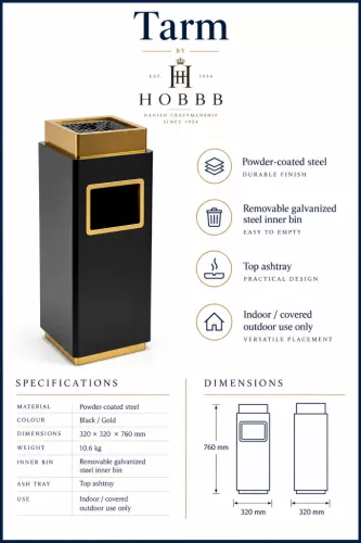 HOBBB Tarm free-standing communal area waste bin