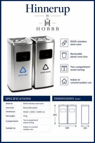 HOBBB Hinnerup free-standing communal area waste bin