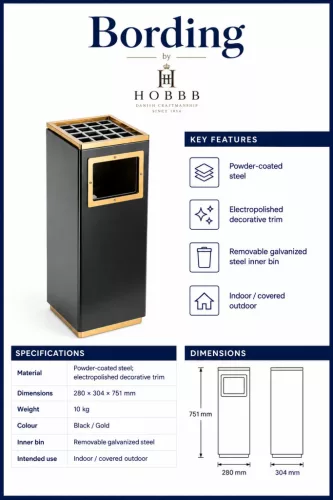 HOBBB Bording free-standing communal area waste bin