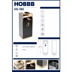 HOBBB Ølgod free-standing communal area waste bin, black