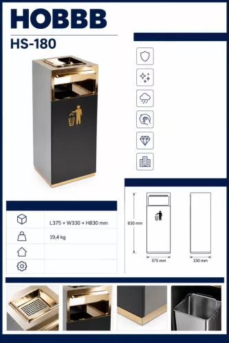 HOBBB Ølgod free-standing communal area waste bin, black
