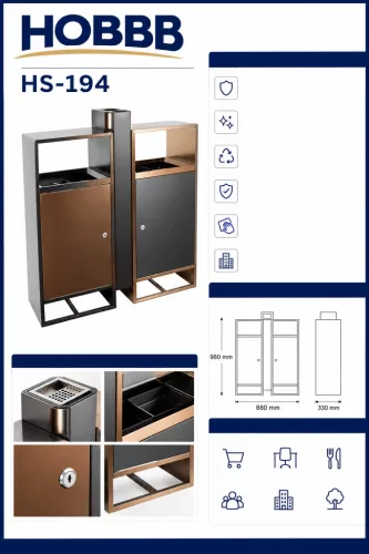 HOBBB Videbæk free-standing communal area waste bin, rose gold