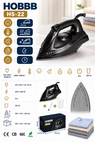HOBBB Nivå steam iron, 2200 W