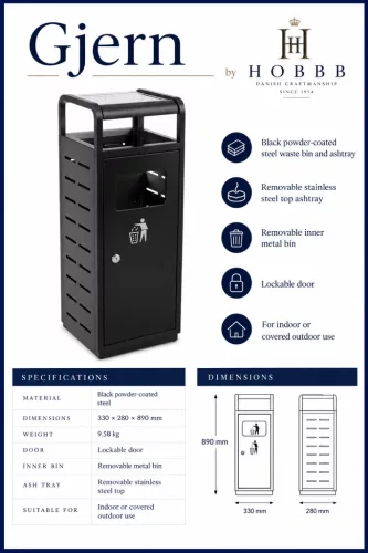 HOBBB Gjern free-standing communal area waste bin