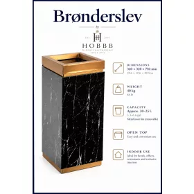   HOBBB Brønderslev free-standing communal area waste bin, titanium gold