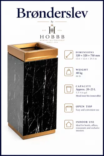 HOBBB Brønderslev free-standing communal area waste bin, titanium gold